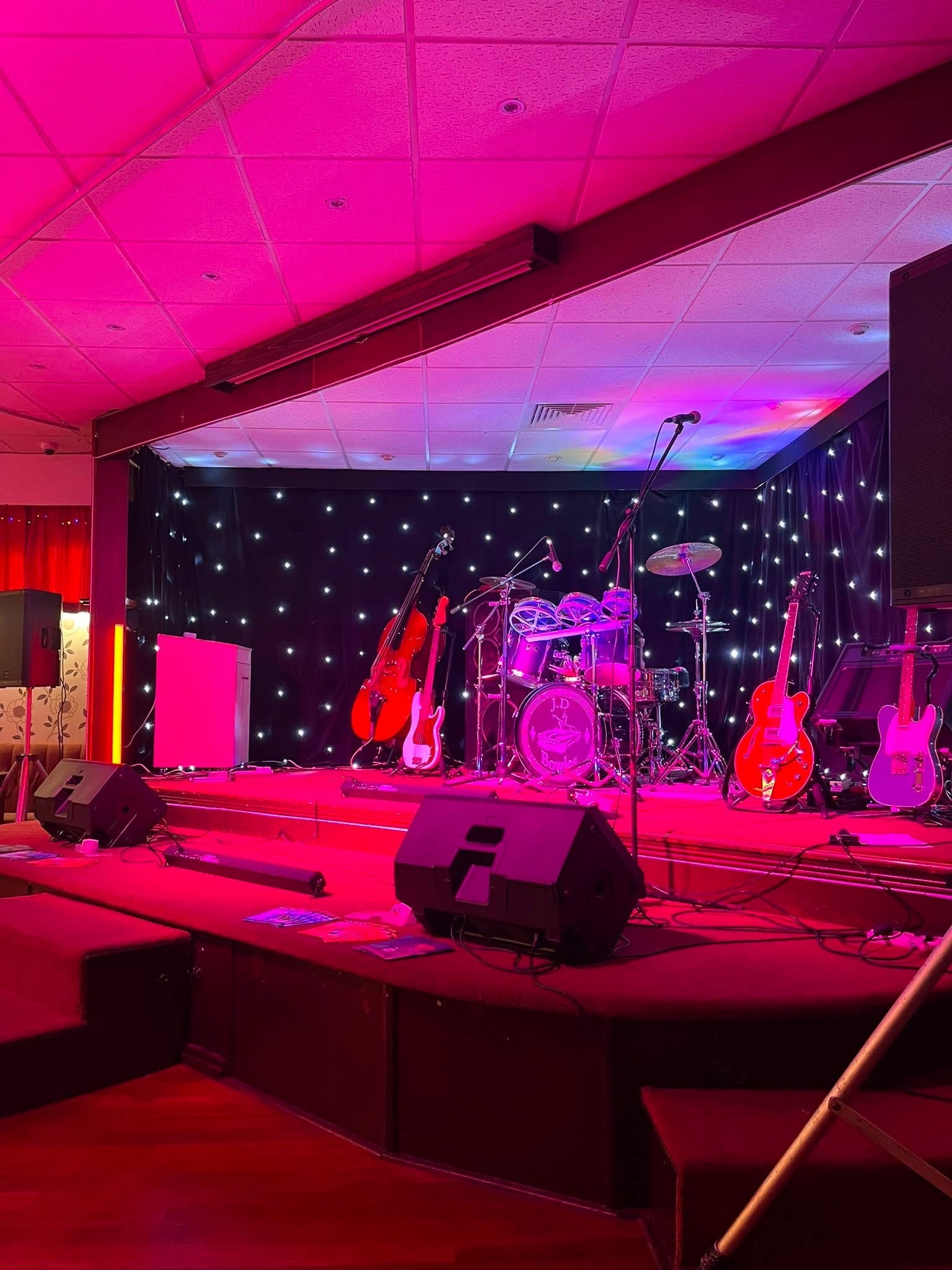 Concert stage neon pink purple lighting