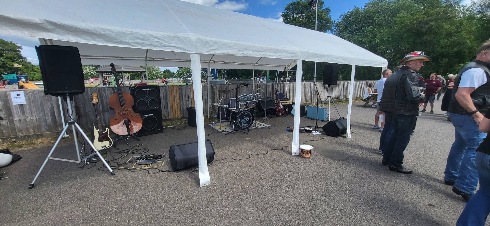 Outdoor setup under a marquee